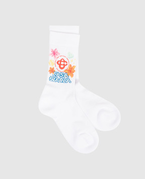 Casablanca Білі шкарпетки з квітковим візерунком ASS26ACC01005