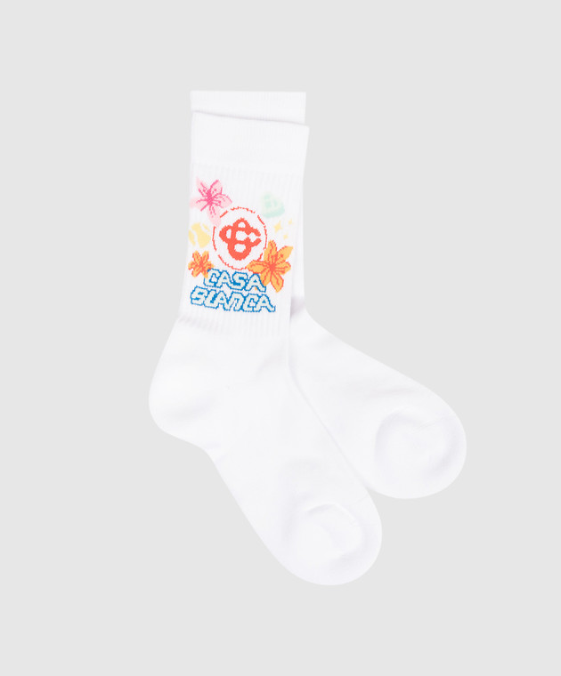 Casablanca Білі шкарпетки з квітковим візерунком ASS26ACC01005 зображення 2