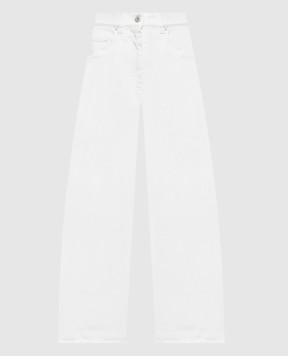 Brunello Cucinelli Джинси Wide Barrel кольору айворі з патчем логотипа M0H81P4059