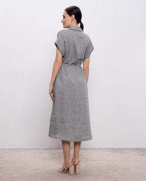 Peserico Сіра сукня міді з льону S02412A02600