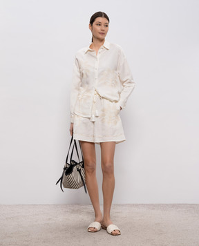 Twinset Білі шорти з льоном з вишивкою 261LM2MBB