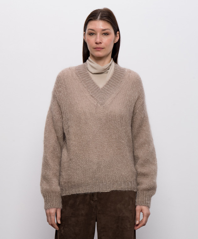 Brunello Cucinelli Бежевий пуловер з вовною MLC349302P зображення 3