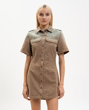 Off-White Коричневое платье-рубашка Spray 2DB56XS26FAB001