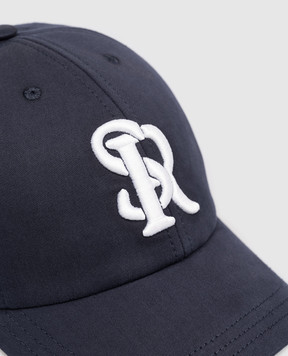 Stefano Ricci Дитяча синя кепка з вишивкою монограми логотипа YCV610028FCTC800