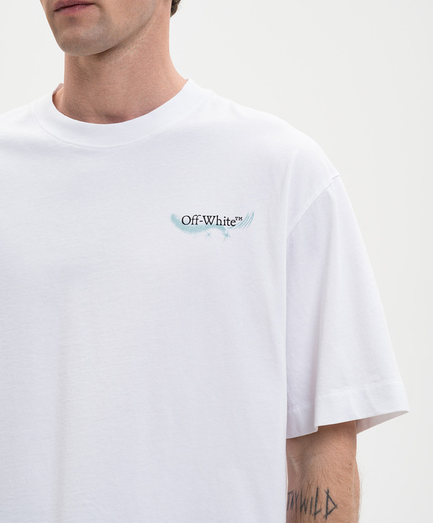 Off-White Белая футболка с брендовым принтом 44MAA120S26J00E изображение 5