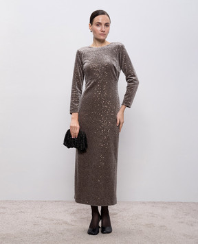 Peserico Сіра велюрова сукня міді в паєтки E0274306645