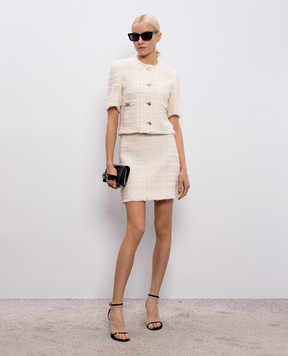 Versace Бежевий твідовий жакет в клітинку 10230801A16514