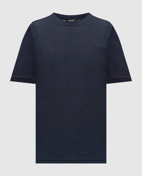 Stefano Ricci Синяя футболка из льна K919071G10T26205