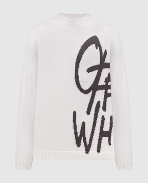 Off-White Білий светр з візерунком логотипа 44MHE20VS6K002
