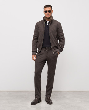 Enrico Mandelli Синее поло из шерсти и шелка 2K040A5903