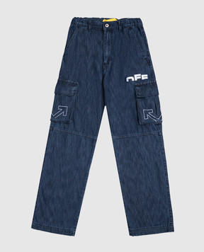 Off-White Дитячі сині джинси карго з логотипом 44BYB002F5D001