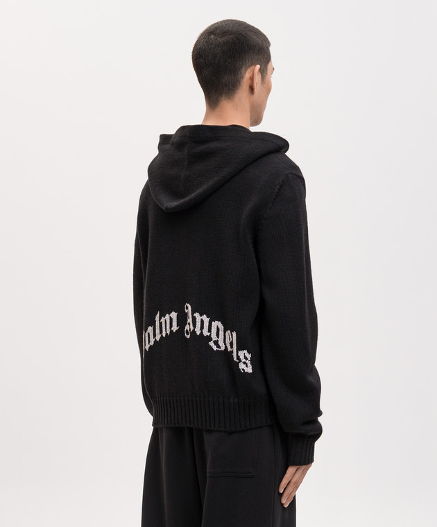 Palm Angels Чорна спортивна куртка з вовною з візерунком логотипа PMHU02CS26KNI001 зображення 4