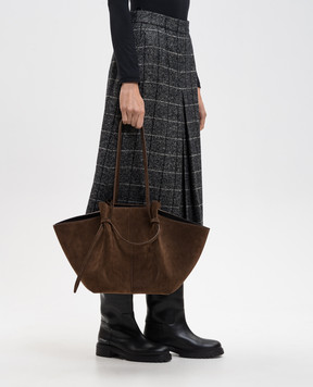 YUZEFI Коричневая замшевая сумка-тоут MOCHI LARGEMOCHISUEDE