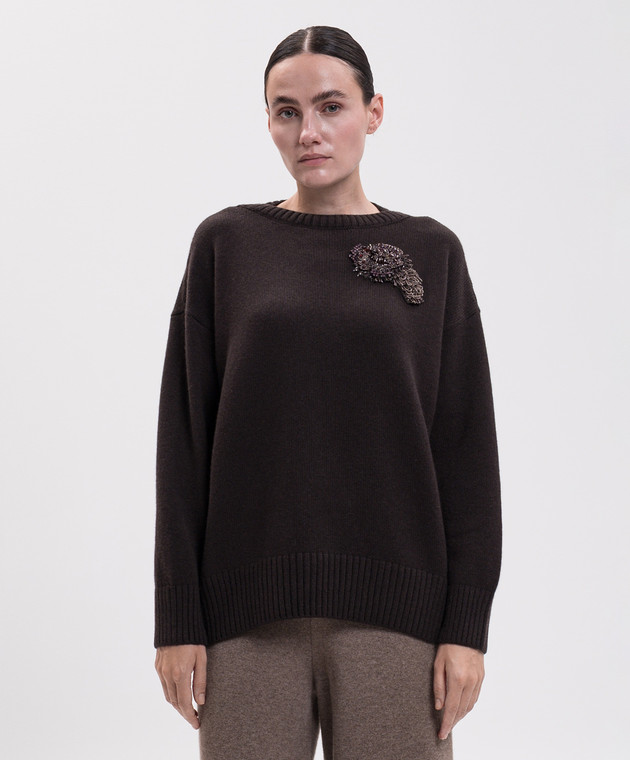 Agnona Коричневый свитер с аппликацией K2120180K050Q изображение 3