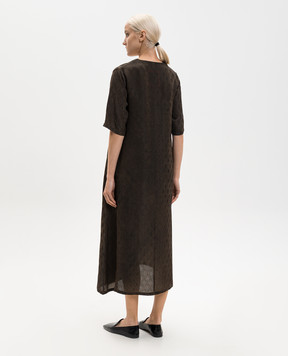 UMA WANG Коричневое платье Apostle в геометрический узор UP5002