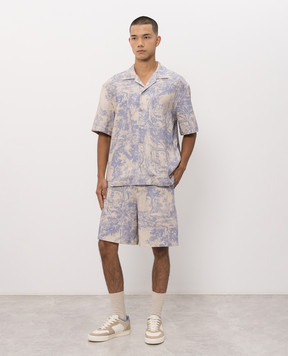 Off-White Бежевая рубашка с леном с принтом City Nature 44MGG01QF26F007