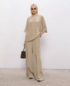 Max Mara Брюки цвета хаки PALANCA из шелка MXEPALANCA
