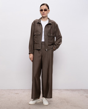 Peserico Коричневые брюки с брендовым патчем A0411201939