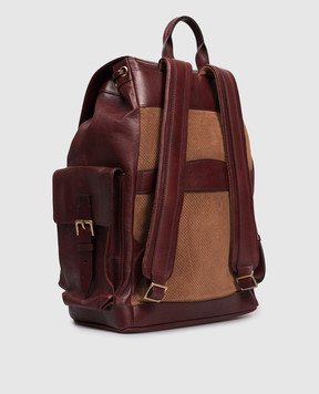 Brunello Cucinelli Бордовый кожаный рюкзак с логотипом MBCIBU356