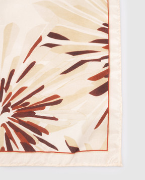 Brunello Cucinelli Бежевый платок из шелка в цветочный принт MFOU0025