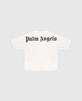Palm Angels Дитяча футболка кольору айворі з принтом логотипа PBAA002S26JER001