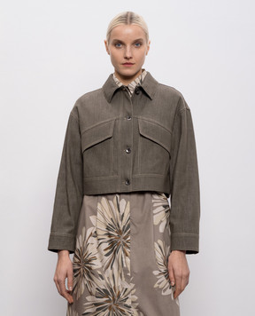 Brunello Cucinelli Джинсовая куртка цвета хаки с цепочкой мониль MB1257801