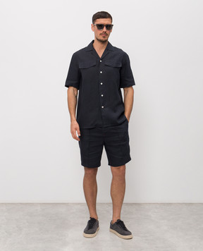 ISAIA Синяя рубашка из льна CAM223P9110