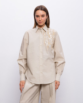 Brunello Cucinelli Бежевая рубашка с пайетками M0F79RJ926