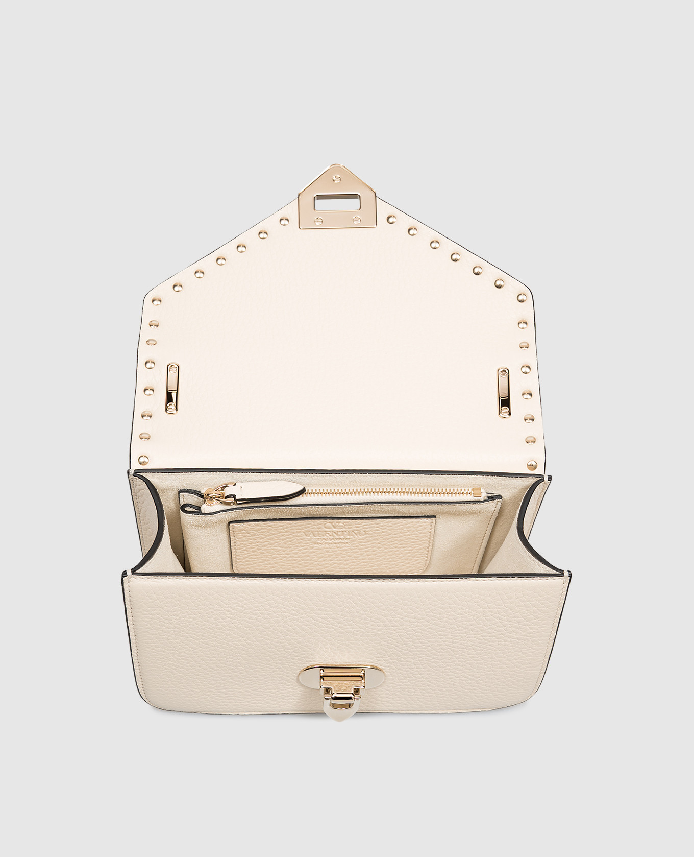 Valentino Кожаная сумка кросс-боди цвета айвори Rockstud 9W2B0T76VSF изображение 6