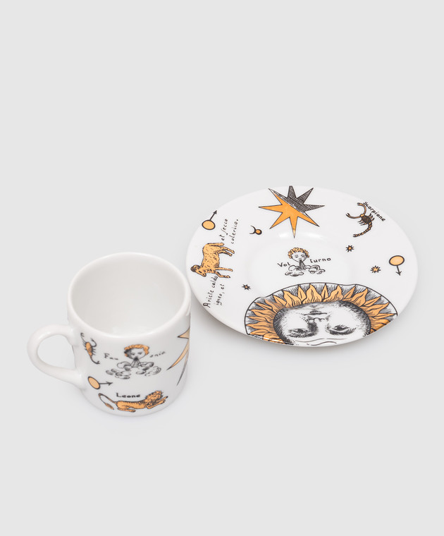 Fornasetti Белая фарфоровая чашка для кофе с блюдцем Astronomici P20Z300 изображение 2