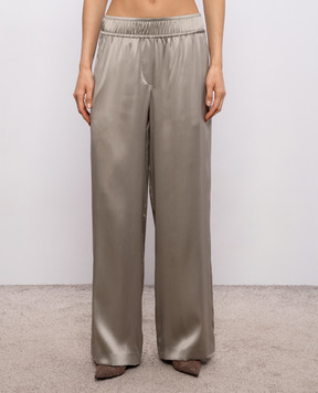 Brunello Cucinelli Штани кольору хакі із шовку M0C59P8942