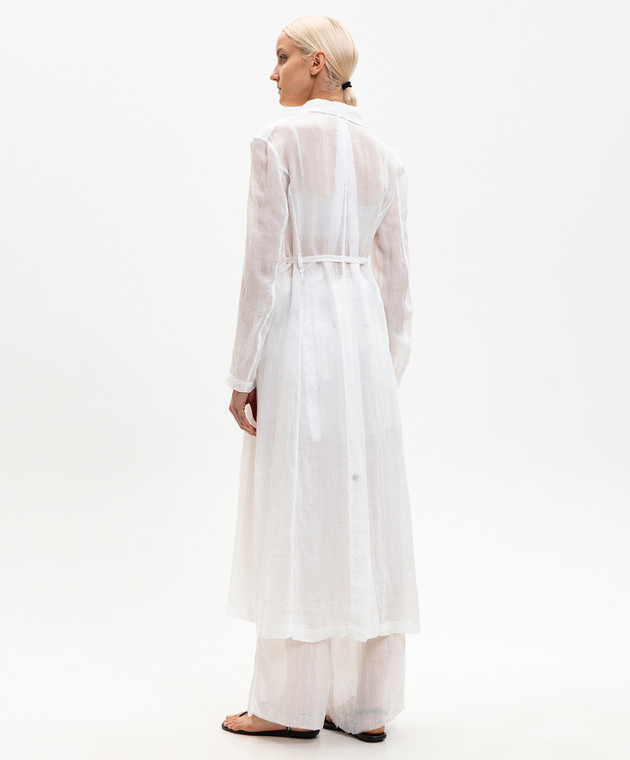 Masnada Белый двубортный удлиненный жакет с рамой 8050 изображение 4