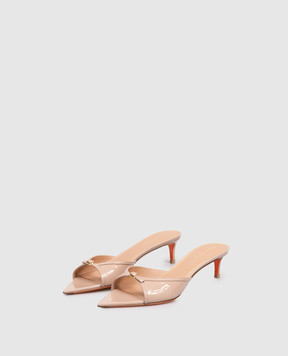 Santoni Бежеві шкіряні лаковані мюлі WHTQ71691HA2NVHD