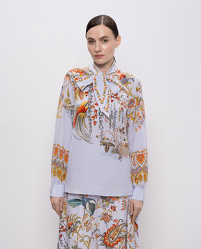 Etro Блакитна блуза із шовку в принт WRJA009199SP1N6