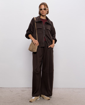 Brunello Cucinelli Коричнева спортивна куртка з шовком MP828B2B06