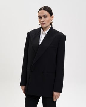 Balmain Черный двубортный жакет GF1SI660WC09