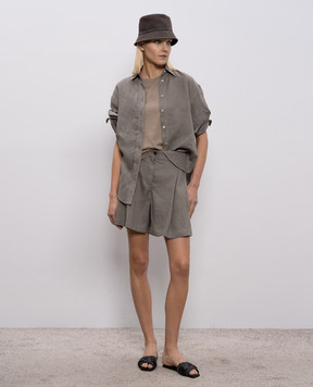 Brunello Cucinelli Коричнева футболка з кашеміром та шовком M41810000