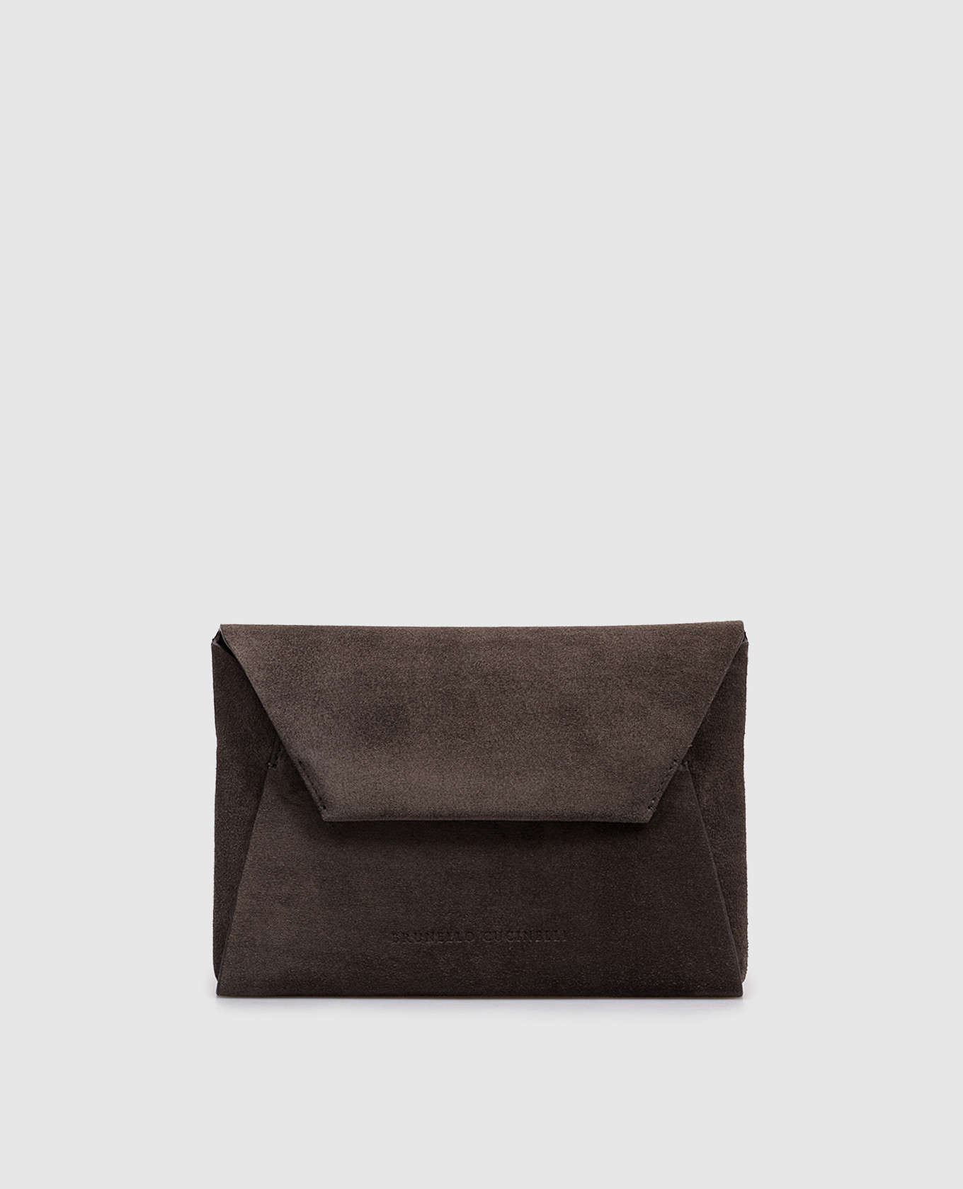 Темно-коричневый замшевый клатч с тиснением логотипа