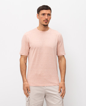 Brunello Cucinelli Рожева меланжева футболка з льоном MW8351308