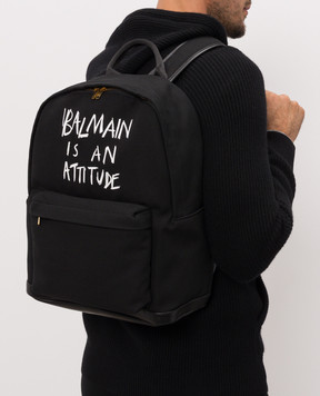 Balmain Детский черный рюкзак с контрастной надписью BZ0I26Z0042