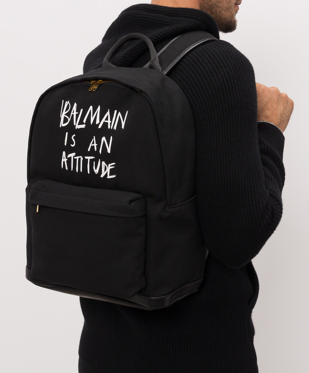 Balmain Детский черный рюкзак с контрастной надписью BZ0I26Z0042 изображение 2