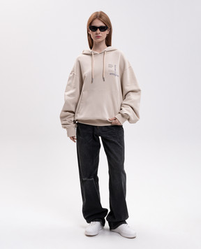 Off-White Бежево худи с брендовым принтом 29E00752T