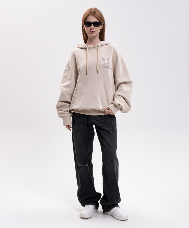 Off-White Бежево худи с брендовым принтом 29E00752T изображение 2
