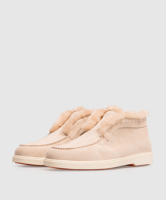 Santoni Бежевые замшевые дезерты на меху WUYA58457TISAPFR изображение 2