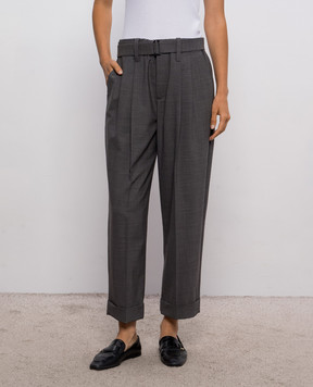 Brunello Cucinelli Серые брюки с шерстью MPW07P8995