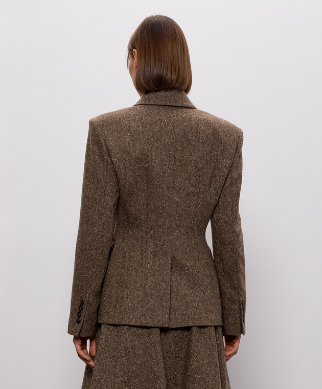 Brunello Cucinelli Коричневий двобортний жакет з вовною MD0027246 зображення 4