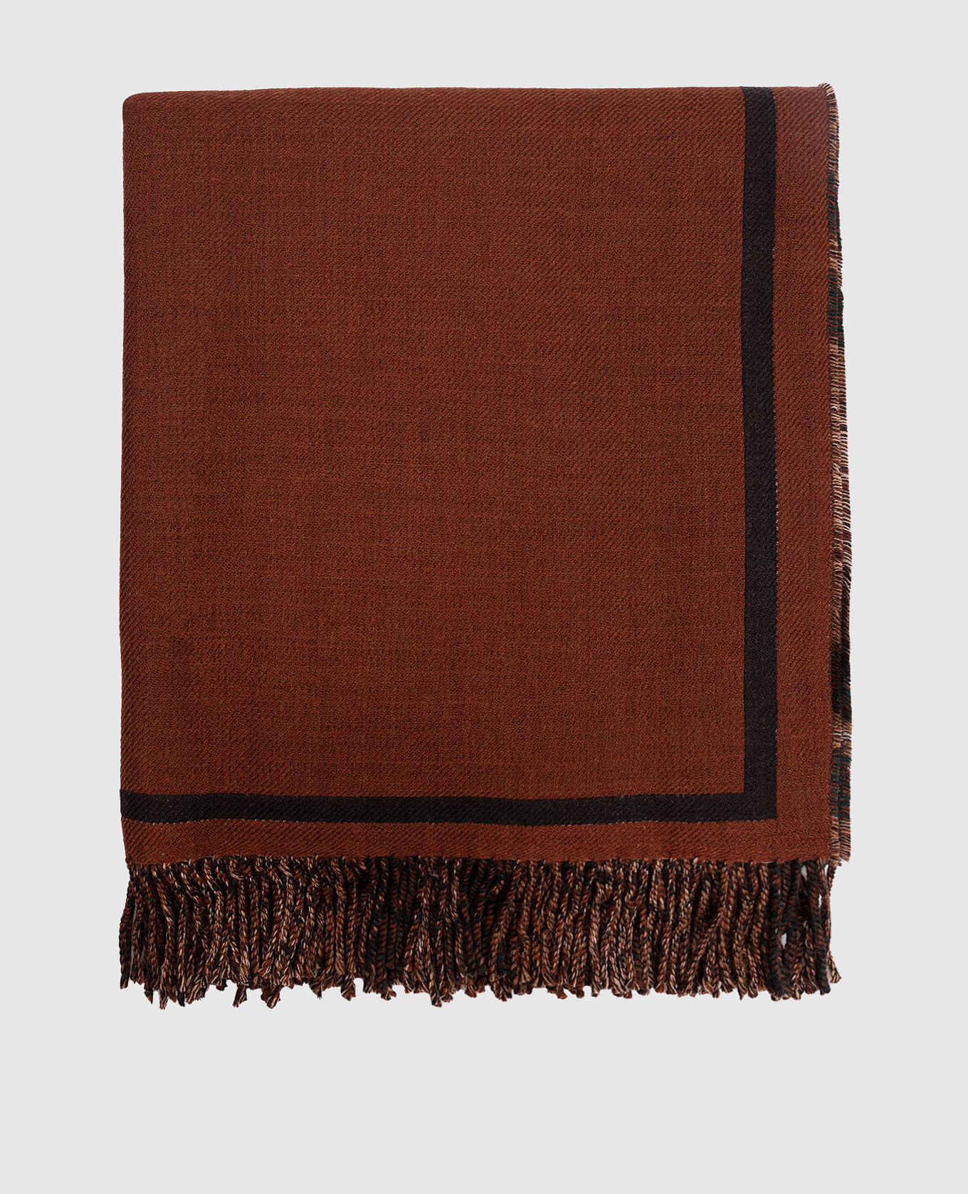 

Двухсторонний плед из шерсти с эмблемой, Коричневый, Пледы