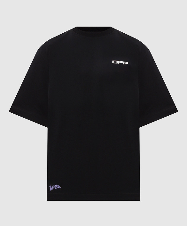 Off-White Черная футболка с принтом Off 44MAA120F26J008