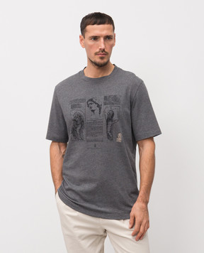 Brunello Cucinelli Серая футболка с принтом M0B138517