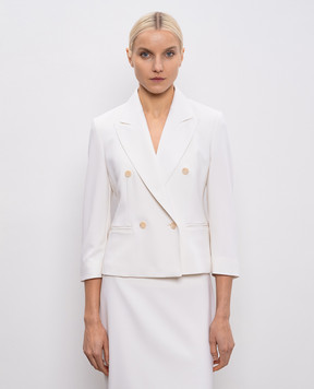 Max Mara Белый двубортный жакет DORICO из шерсти MXMDORICO